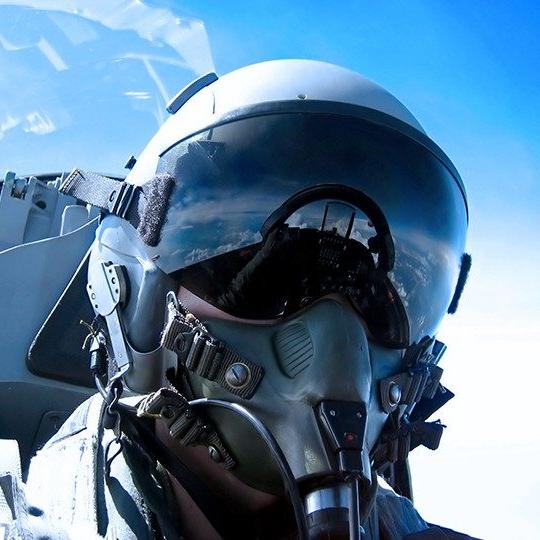 Fighter pilot utilizing airborne communication systems